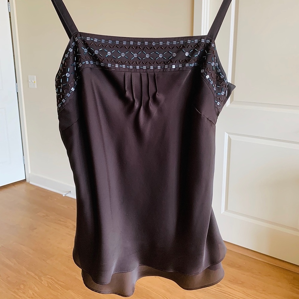Ann Taylor LOFT Mocha Brown Sequins Top